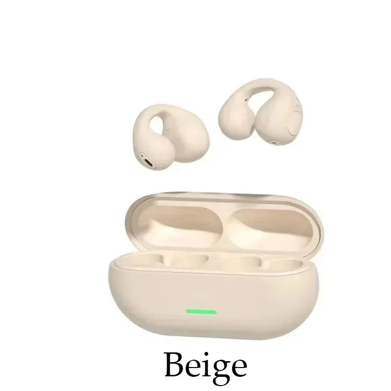 Bone Conduction Headphones Wireless Bluetooth 5.3 Compatible 3D Surround Sound Bass Ear Clip-On Sport Headphones with Microphone