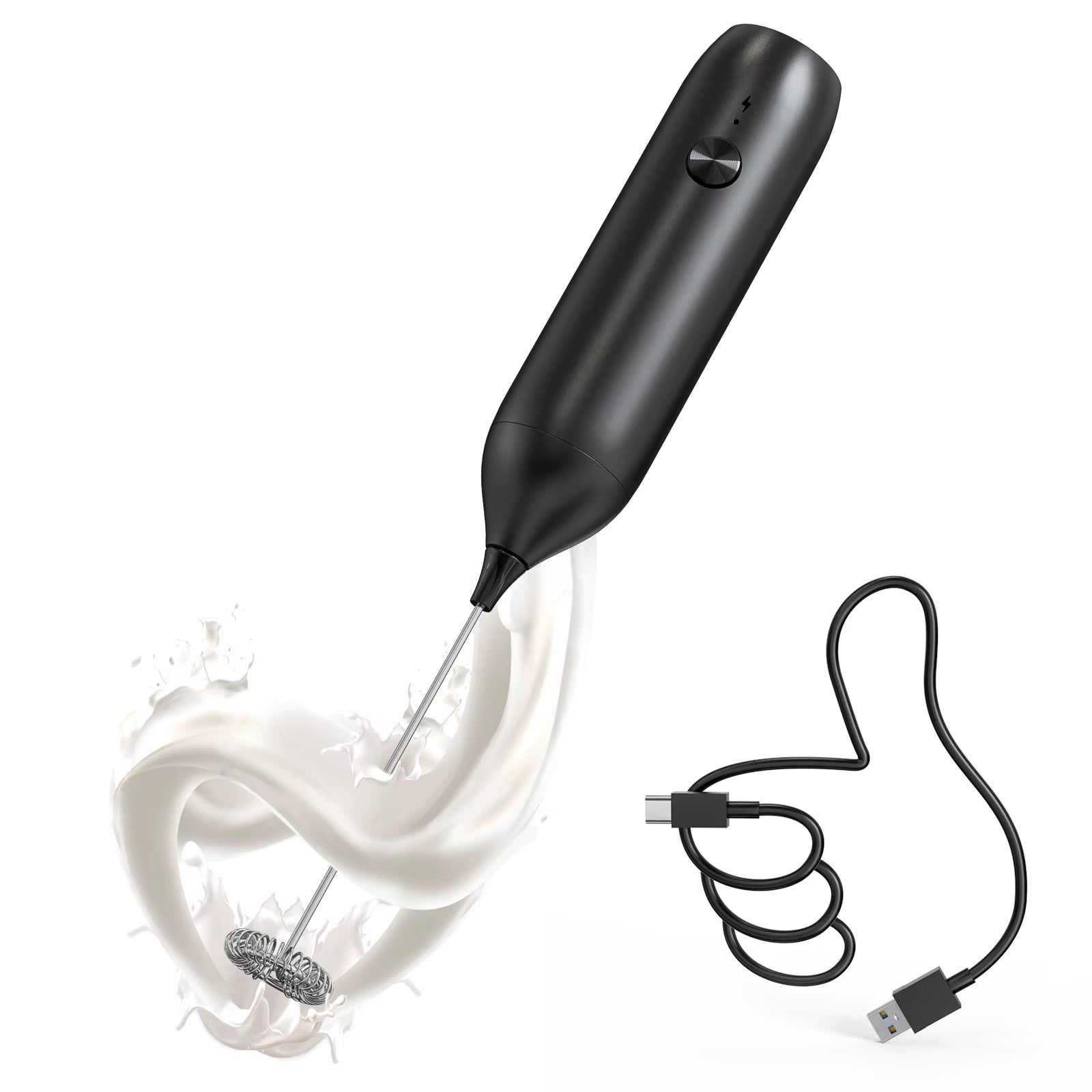 Electric Milk Fr Coffee Fr USB-C Rechargeable Electric Whisk Powerful Mini Drink Mixer