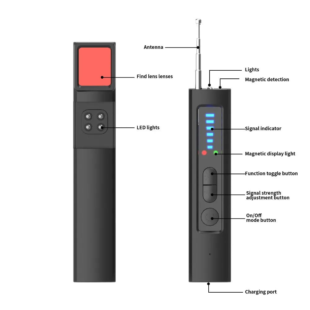 New Hidden Camera Detector, Infrared Scanning, GPS & Eavesdropping Detection, Adjustable Sensitivity, for Hotel/Car/Room Privacy