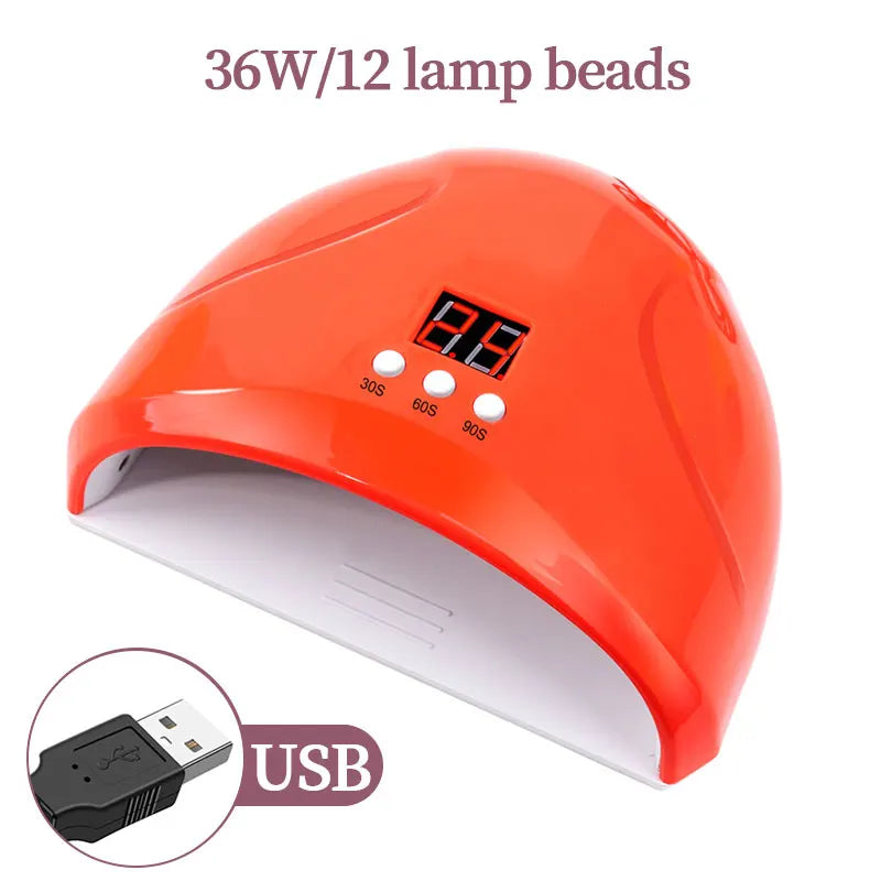 USB Nail Phototherapy Machine Nail Lamp 12 UV Leds Light Curing 36W Nail Polish Gel Infrared Sensor Machine Nail Art