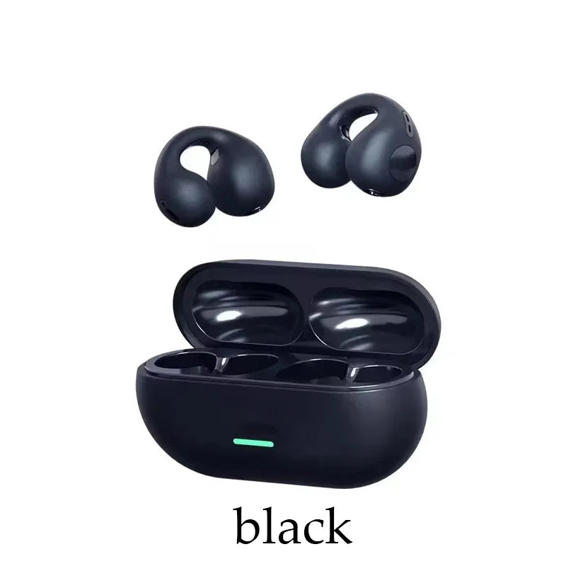 Bone Conduction Headphones Wireless Bluetooth 5.3 Compatible 3D Surround Sound Bass Ear Clip-On Sport Headphones with Microphone