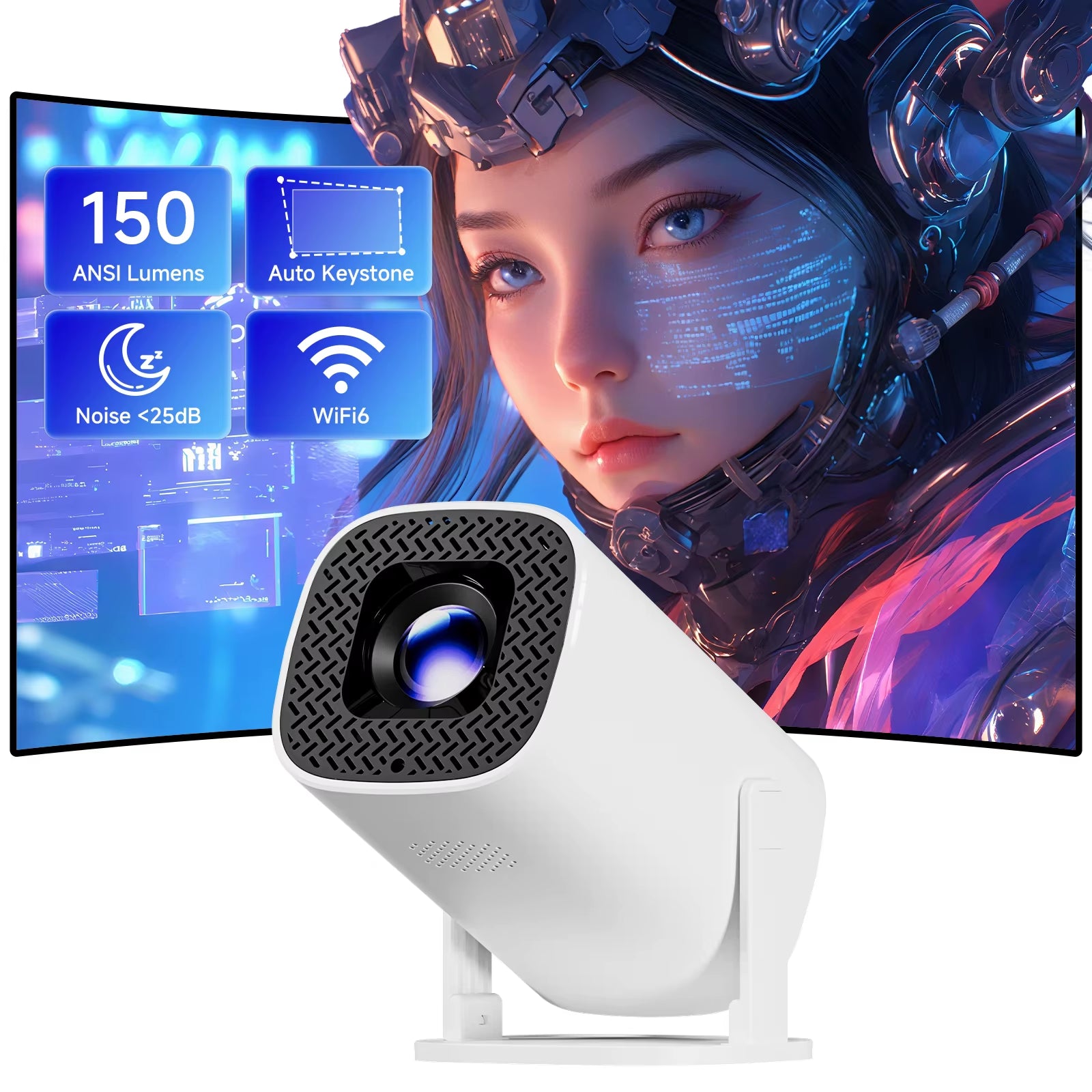 P30PRO Projector - 4K 720P Support, Android 11.0, Projector Perfect for Home Outdoor Meetings, Best for Christmas,Upgrated HY300
