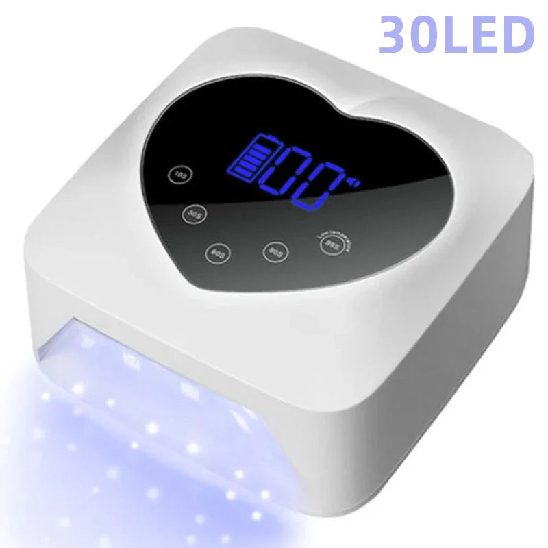 Rechargeable UV LED Nail Lamp 72W Cordless UV Light for Nails with Rhinestone Heart Shaped Manicure Pedicure Machine Nail Tools