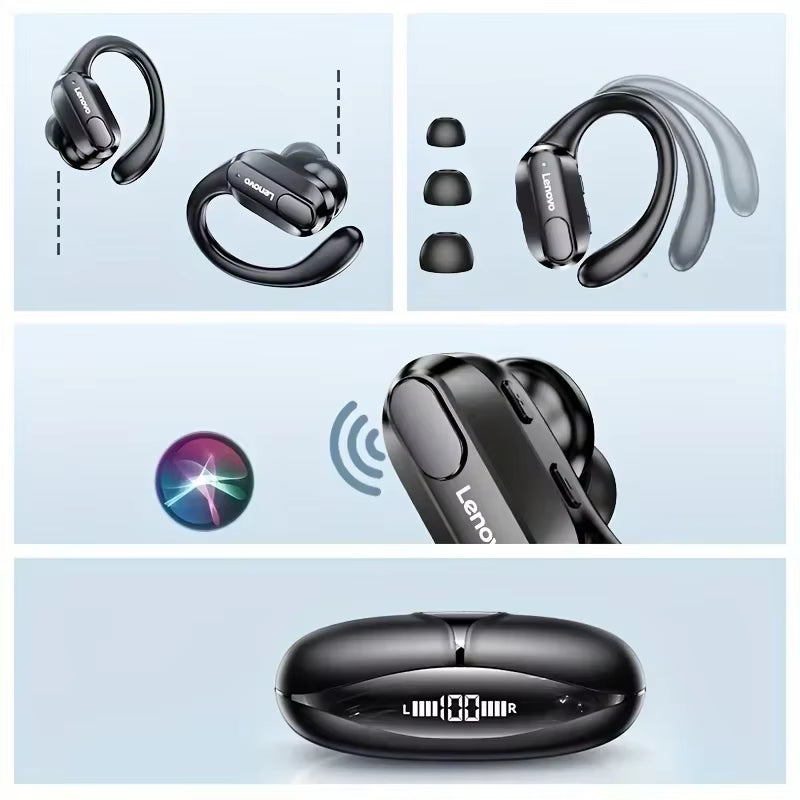 XT80 Wireless Headphones Bluetooth 5.4 Earphones True with Mic Button Control Noise Reduction Earhooks Waterproof Headset