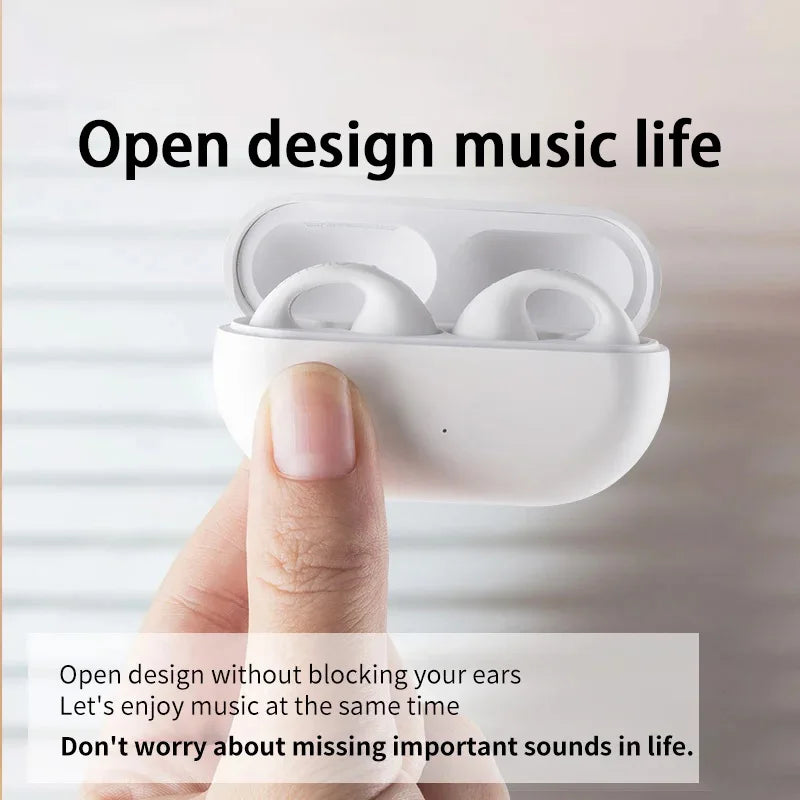 Bone Conduction Headphones Wireless Bluetooth 5.3 Compatible 3D Surround Sound Bass Ear Clip-On Sport Headphones with Microphone
