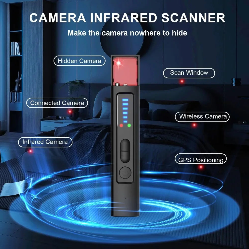 New Hidden Camera Detector, Infrared Scanning, GPS & Eavesdropping Detection, Adjustable Sensitivity, for Hotel/Car/Room Privacy