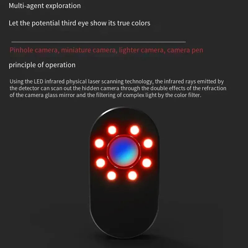 Mini Camera Detector Device to Find Camera and Video Device LED Cam Hotel Anti-Peeping Infrared Finder Signal Tracker Detectors