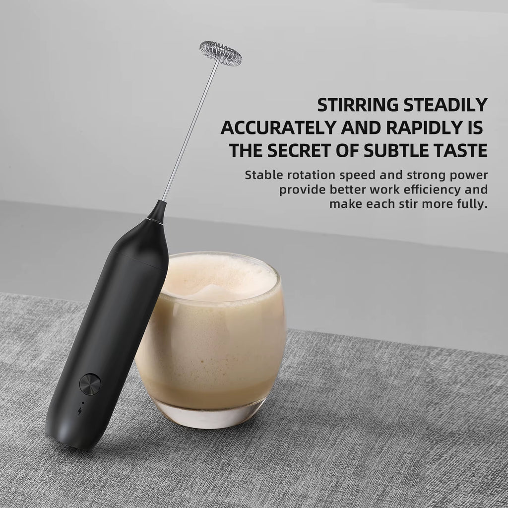 Electric Milk Fr Coffee Fr USB-C Rechargeable Electric Whisk Powerful Mini Drink Mixer