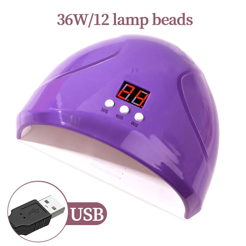 USB Nail Phototherapy Machine Nail Lamp 12 UV Leds Light Curing 36W Nail Polish Gel Infrared Sensor Machine Nail Art