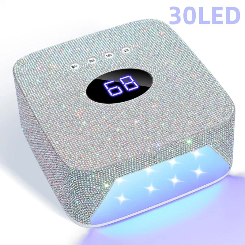 Rechargeable UV LED Nail Lamp 72W Cordless UV Light for Nails with Rhinestone Heart Shaped Manicure Pedicure Machine Nail Tools
