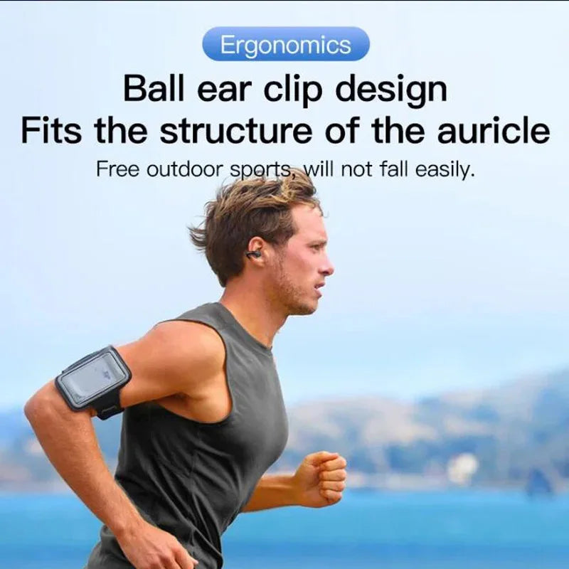 Bone Conduction Headphones Wireless Bluetooth 5.3 Compatible 3D Surround Sound Bass Ear Clip-On Sport Headphones with Microphone