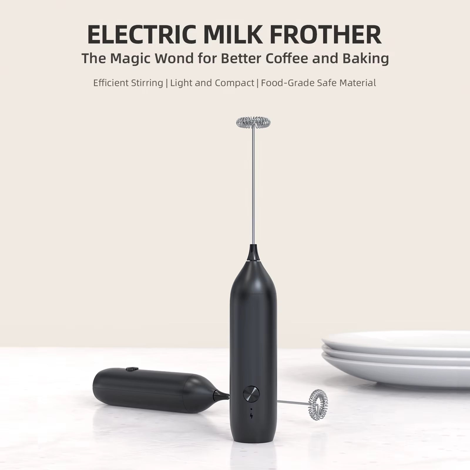 Electric Milk Fr Coffee Fr USB-C Rechargeable Electric Whisk Powerful Mini Drink Mixer