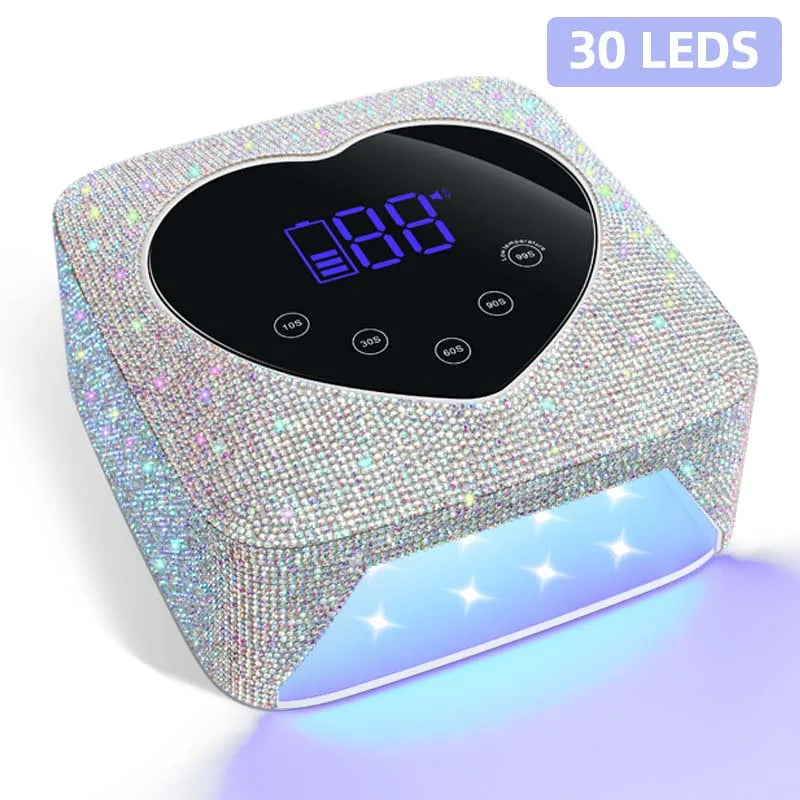 Rechargeable UV LED Nail Lamp 72W Cordless UV Light for Nails with Rhinestone Heart Shaped Manicure Pedicure Machine Nail Tools