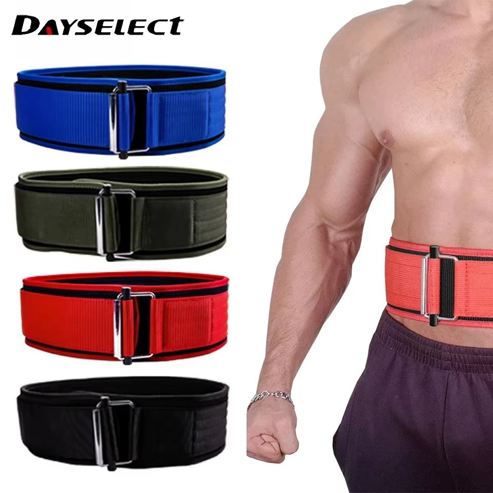 Self-Locking Buckle Weightlifting Belt Fitness Adjustable Nylon Gym Workout Belts Deadlifting Squatting Lifting Back Support