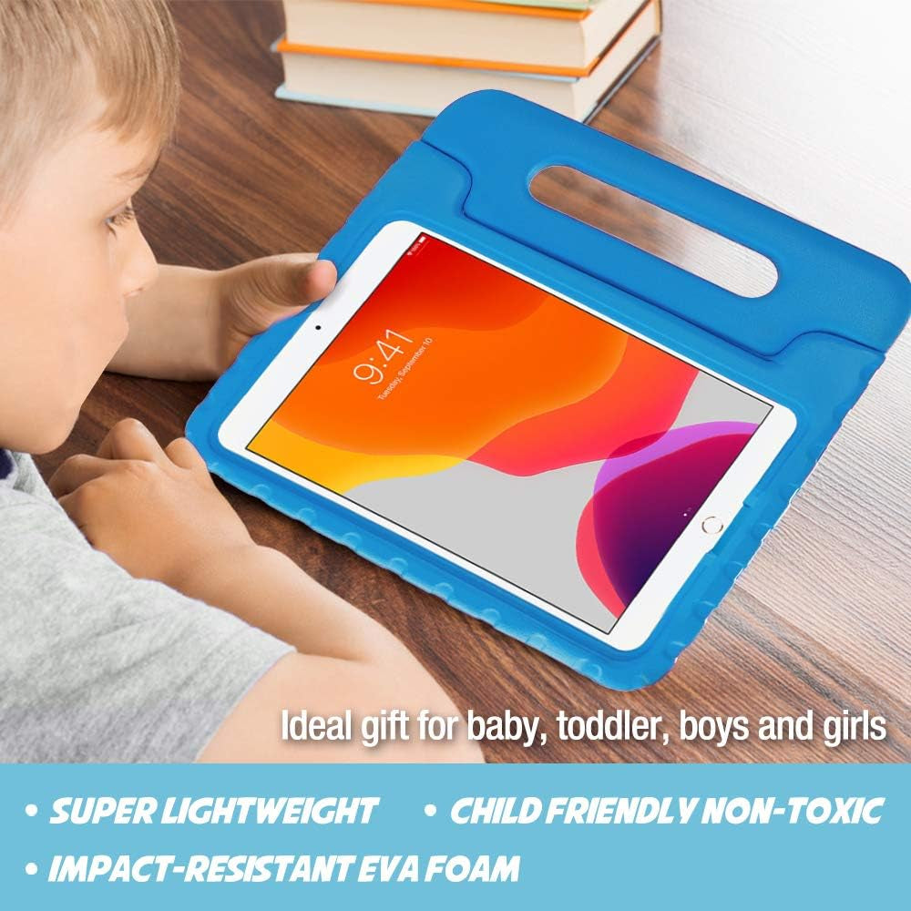 Kids Case for Ipad 9Th Generation/Ipad 8/Ipad 7, Ipad 10.2 Case 2021 2020 2019/Ipad Air 10.5/Ipad Pro 10.5 Kids Case, Shockproof Lightweight Case with Convertible Handle -Blue | 2021, 2020, 2019, Shockproof, Blue